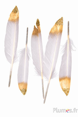 Gans Goldspitze + goldene Glitzer - 12-17 cm - weiß-creme